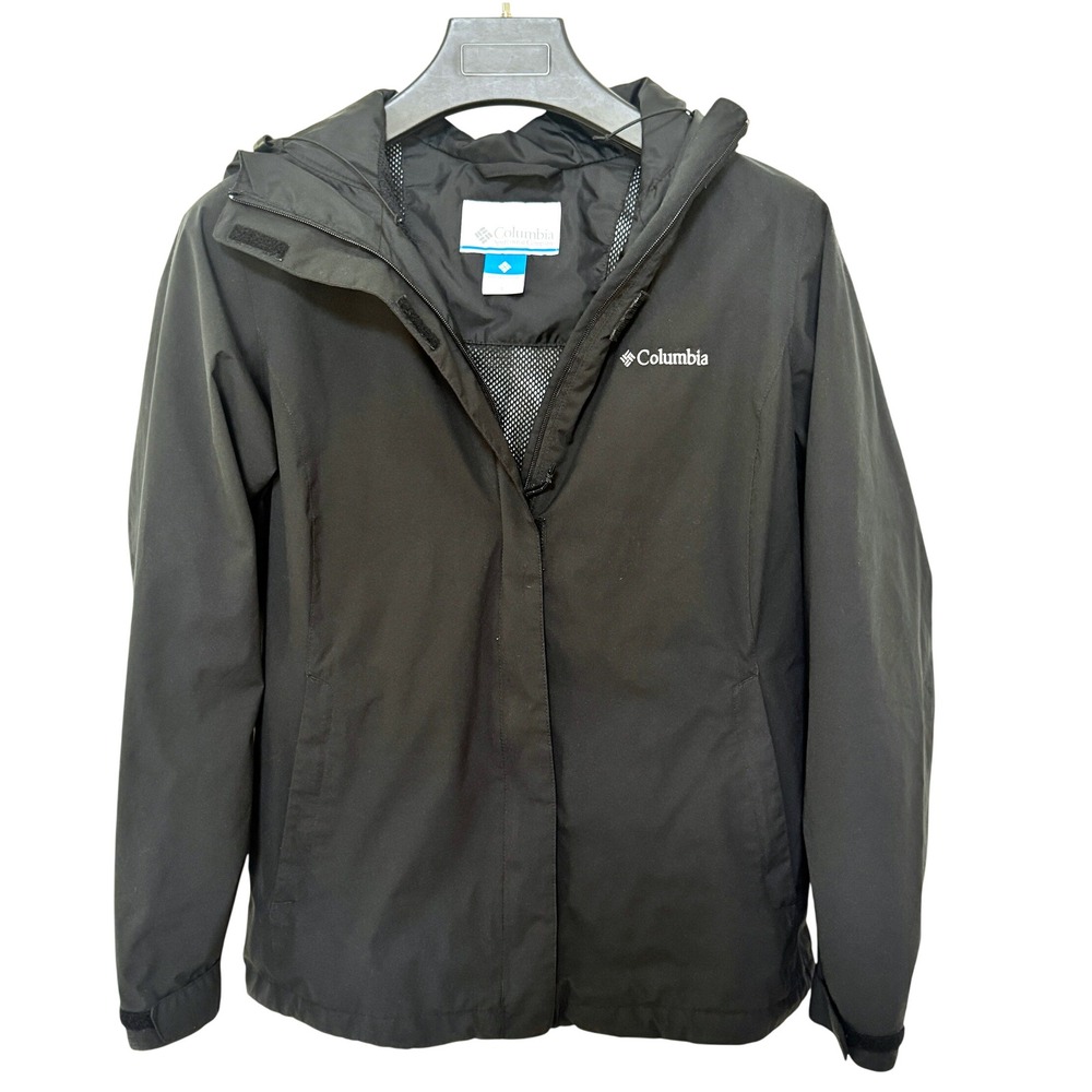 Columbia Women's Arcadia II Rain Jacket Black S Omni-Tech Waterproof Hooded Coat